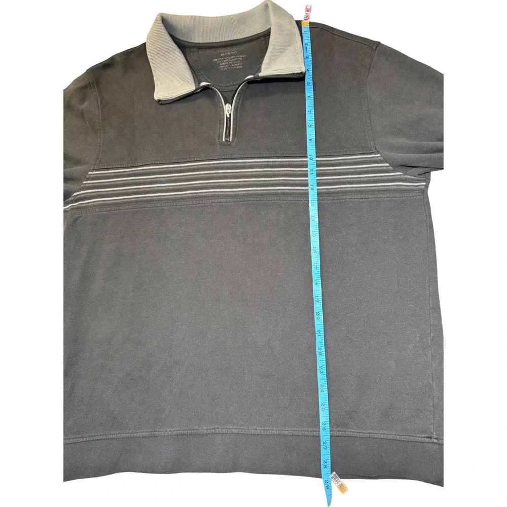 Vintage Y2K Men's XL Quarter Zip Pullover Grunge Skate Horizontal Minimal Stripe